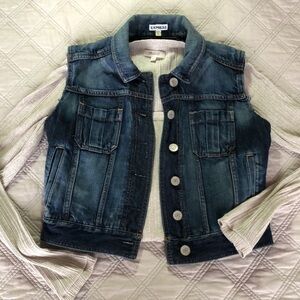 Express trucker style denim vest, size Small